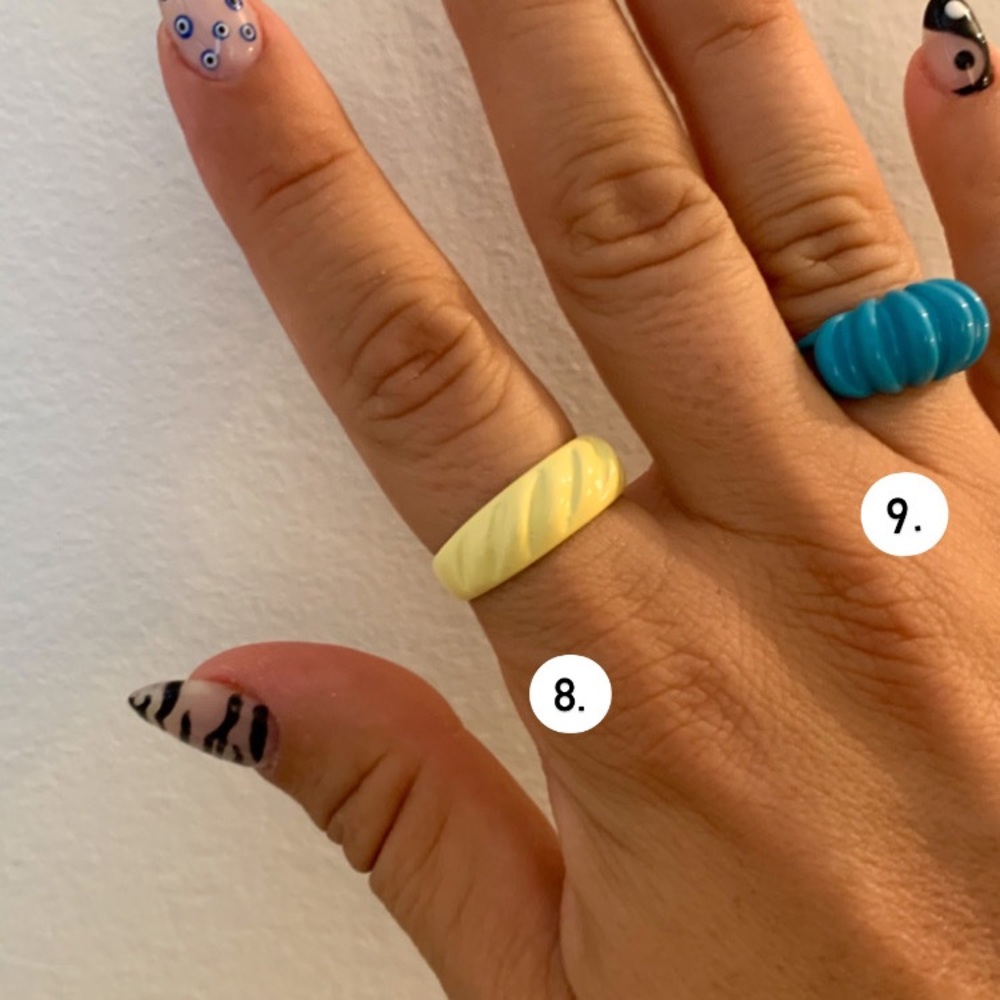 Stackable Retro Style Neon Enamel Rings - Picture 8 of 8